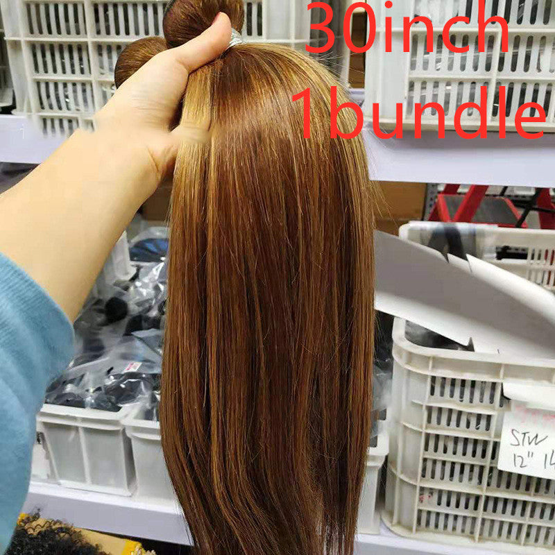 Highlight bundles with closure straight brazilian human hair