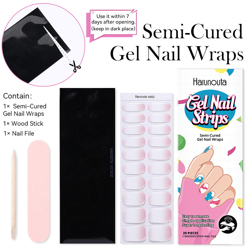 Japanese Style Nail Beauty Gel Stickers Semi-curing French Gel